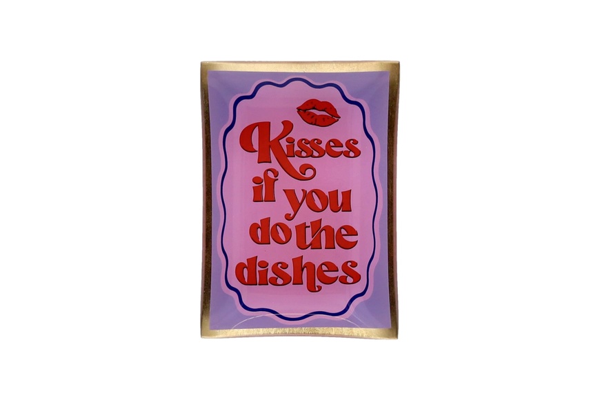 Love Plates Γυάλινο Πιάτο M “Kisses if you do the dishes” - Ροζ/Μωβ Love Plates Γυάλινο Πιάτο M “Kisses if you do the dishes” - Ροζ/Μωβ