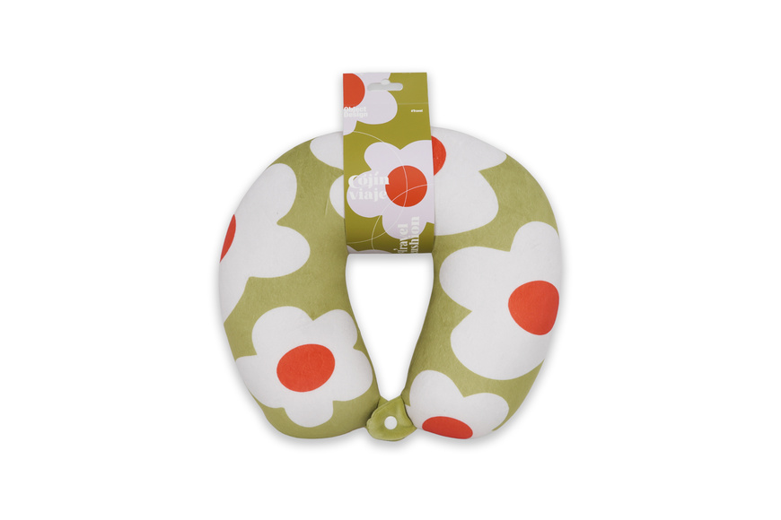 Travel Cushion Macro Flower - Olive Green Travel Cushion Macro Flower - Olive Green