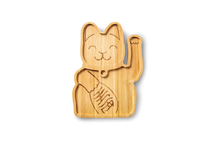 Bamboo Plate 22 x 16 x 1,5 cm - Lucky Cat Maneki Neko