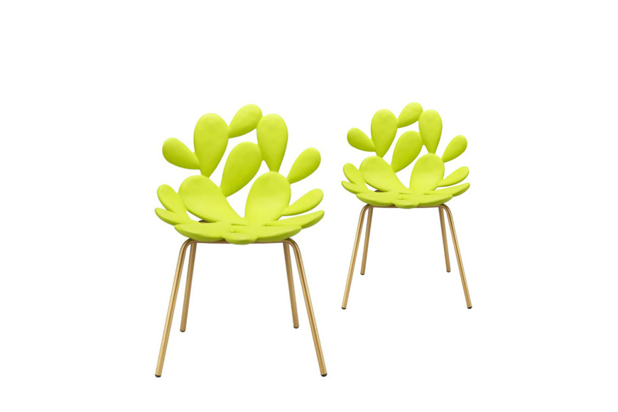 Filicudi chairs by QEEBOO, Set of 2 pieces - Yellow/Brass