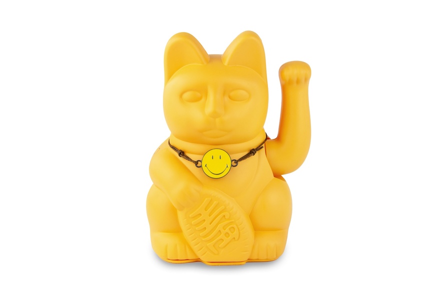 Τυχερή Γάτα Smiley - Κίτρινο 8,5 x 10,5 x 15 cm