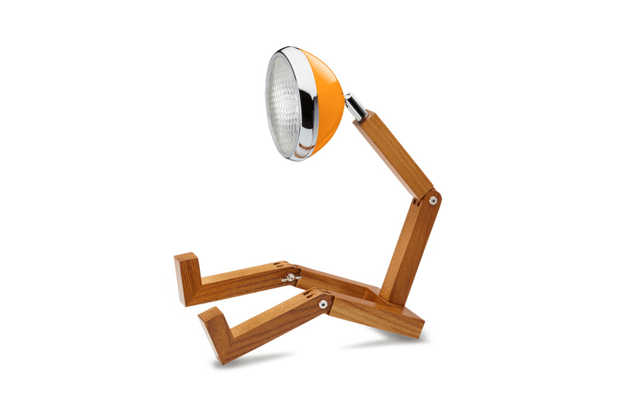 Lamp Handmade Wooden, LED light Mr. Wattson, 40cm | McLaren Orange
