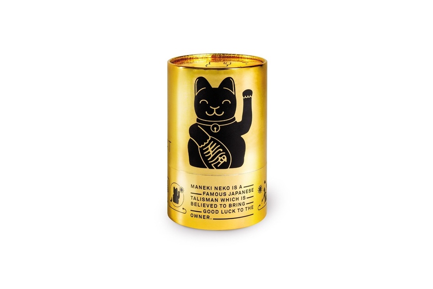 Τυχερή Γάτα Maneki Neko DONKEY σε Γυαλιστερό Μαύρο, 15 cm - 3