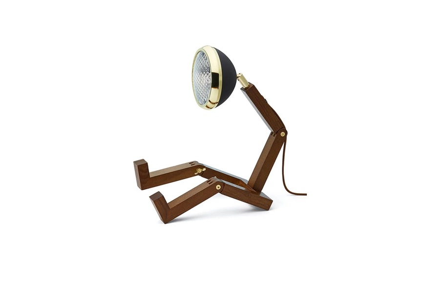 Lamp Handmade Wooden, LED light Mr. Wattson, 40cm | Matt Black (Brass)