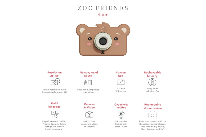 Zoo Friends Children's Digital Camera – Bear - 3 Zoo Friends Children's Digital Camera – Bear - 3