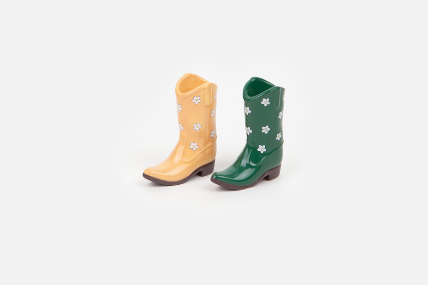Rodeo Set of Salt & Pepper Cowboy Boots - Orange/Green Rodeo Set of Salt & Pepper Cowboy Boots - Orange/Green