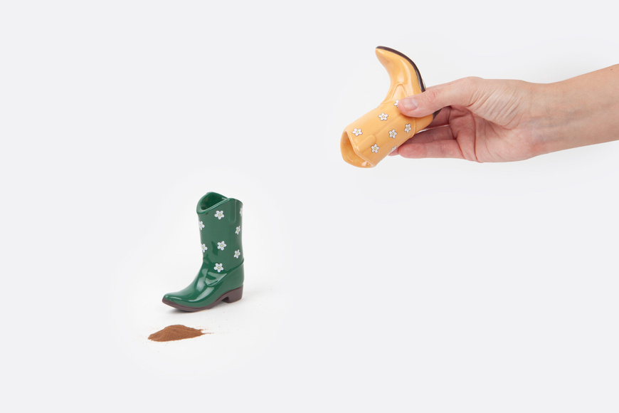 Rodeo Set of Salt & Pepper Cowboy Boots - Orange/Green - 3 Rodeo Set of Salt & Pepper Cowboy Boots - Orange/Green - 3