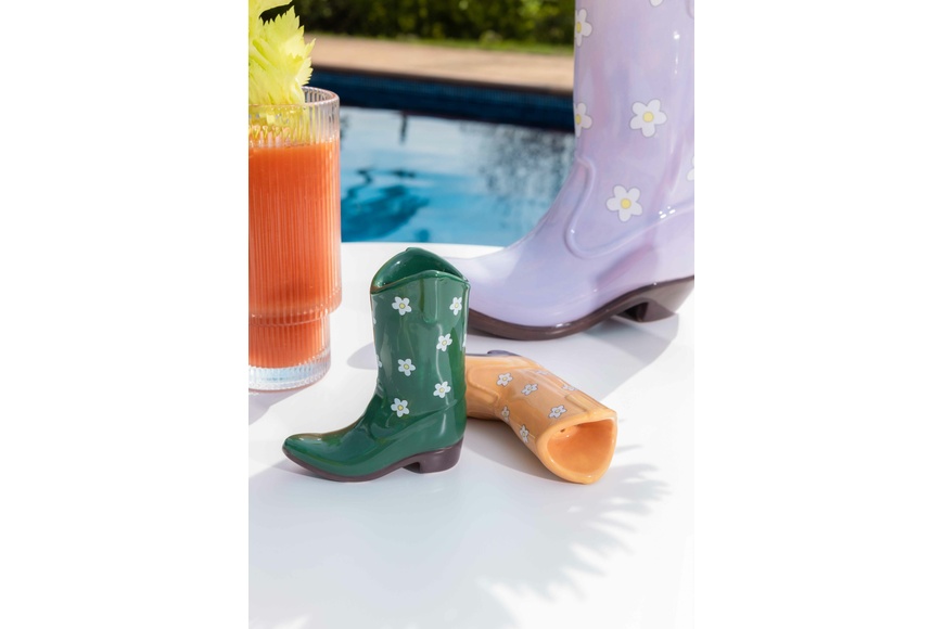 Rodeo Set of Salt & Pepper Cowboy Boots - Orange/Green - 2 Rodeo Set of Salt & Pepper Cowboy Boots - Orange/Green - 2