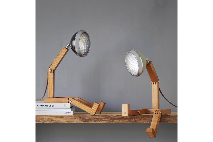 Lamp Handmade Wooden, LED light Mr. Wattson, 40cm | Fashion Black - 1