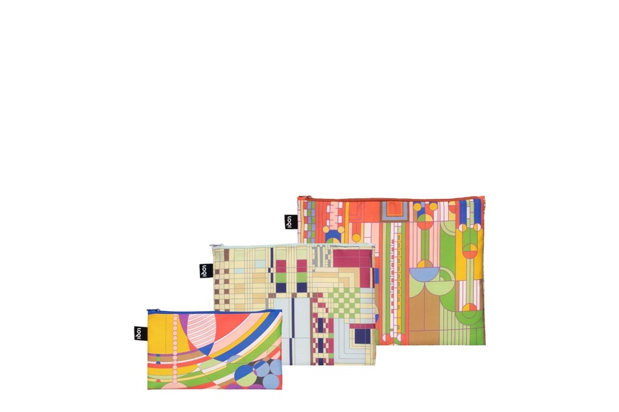 LOQI Set Zip Pockets Recycled | FRANK LLOYD WRIGHT - Saguaro Forms, Old Fashion Windows, March Balloons