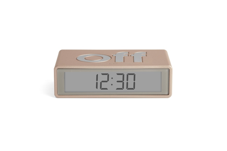 FLIP + Radio-controlled reversible LCD alarm clock (EU) - Soft Gold - 1