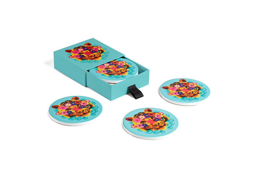 Masktiger Set Of 4 Ceramic Coasters 10 cm
