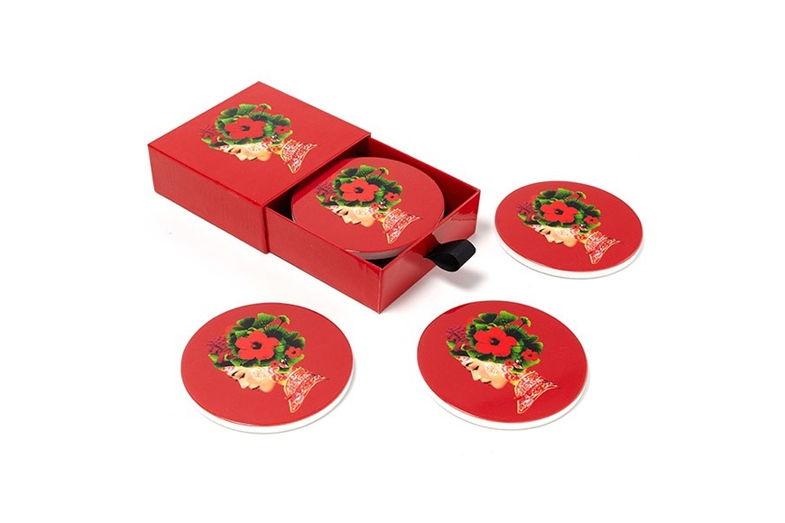 Lotus set of 4 ceramic coasters