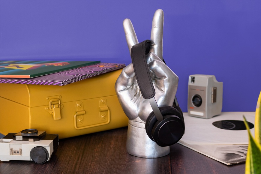 Peace sign organiser headphone display stand sculpture 13,5 x 28 x 9,5cm | 0.6Kg - 4 Peace sign organiser headphone display stand sculpture 13,5 x 28 x 9,5cm | 0.6Kg - 4