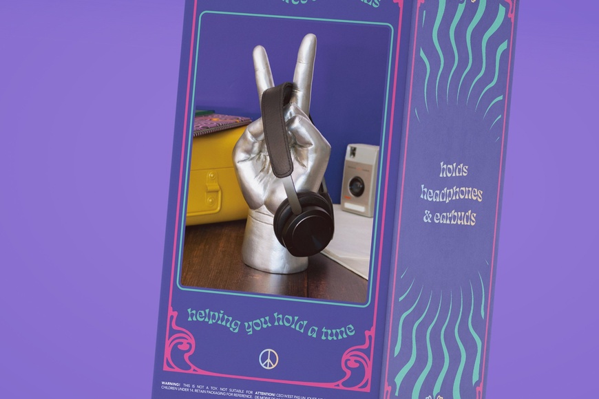 Peace sign organiser headphone display stand sculpture 13,5 x 28 x 9,5cm | 0.6Kg - 5 Peace sign organiser headphone display stand sculpture 13,5 x 28 x 9,5cm | 0.6Kg - 5