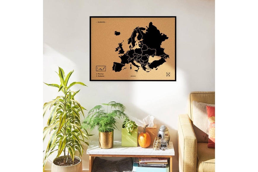 Woody Map with Black Frame Eyrope XL 90 x 60 cm - Black