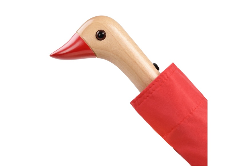 Original Duckhead Ομπρέλα Σπαστή με Χειροποίητο Χερούλι Πάπια - Κόκκινο