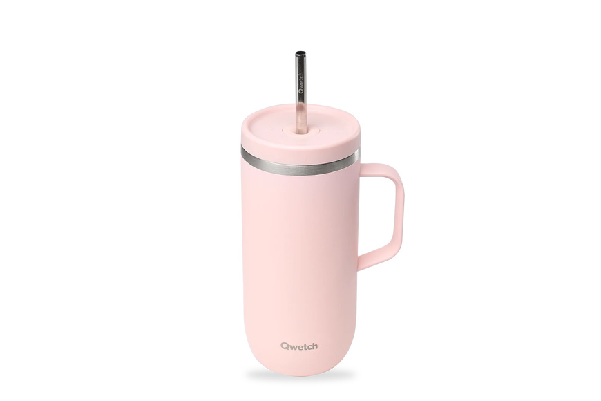 Cold Insulated Cup Pastel Rose With Handle - 600ml - 2 Cold Insulated Cup Pastel Rose With Handle - 600ml - 2