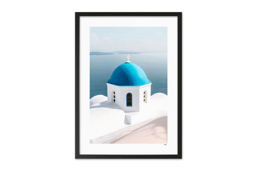 Santorini - Blue Chapel Print - A4 (21 x 30cm) - 1