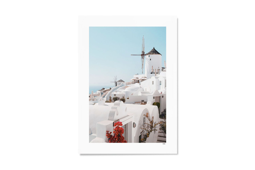 Santorini - White Mills Print - A3 (30 x 40cm)