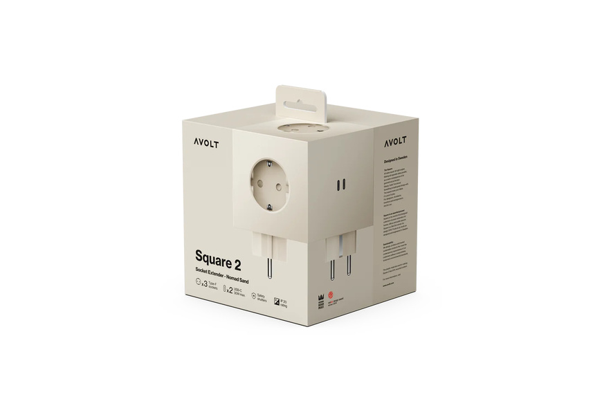 Square 2 Socket extender with 30W Dual USBC, Beige - 2 Square 2 Socket extender with 30W Dual USBC, Beige - 2
