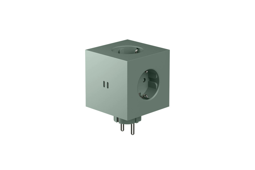 Square 2 Socket extender with 30W Dual USBC, Oak Green Square 2 Socket extender with 30W Dual USBC, Oak Green
