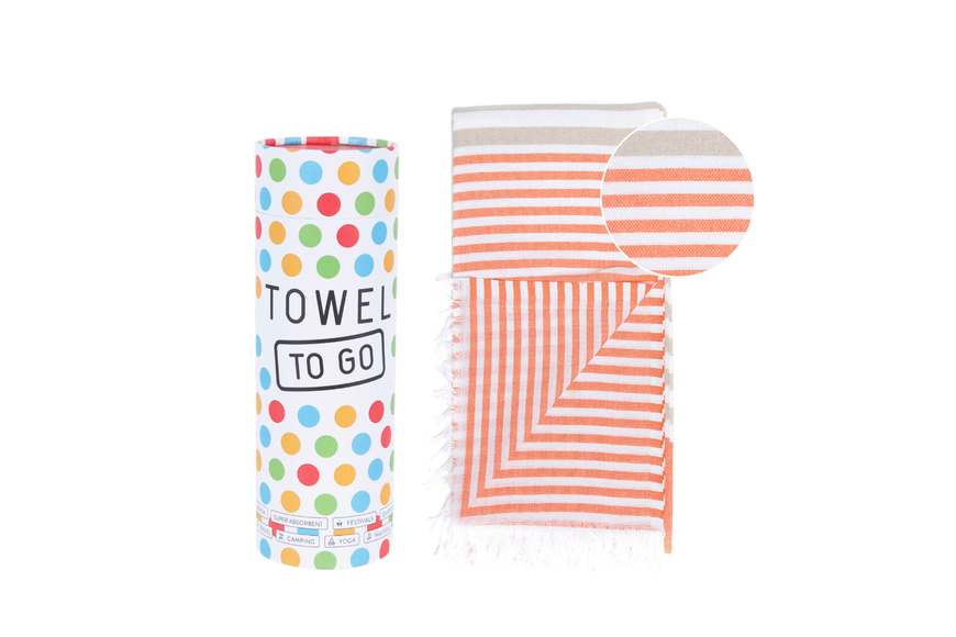 Πετσέτα Towel To Go σε συσκευασία Δώρου  1.80 x 1.00 m Bali - Πορτοκαλί / Μπεζ