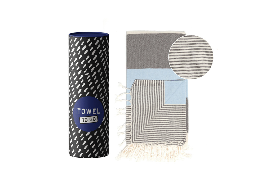 Πετσέτα Towel To Go σε συσκευασία Δώρου  1.80 x 1.00 m Palermo - Μπλε / Μαύρο