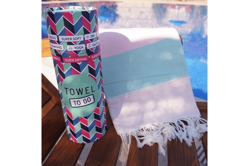 Πετσέτα Towel To Go σε συσκευασία Δώρου  1.80 x 1.00 m Palermo - Πράσινο Μέντας / Ροζ - 1