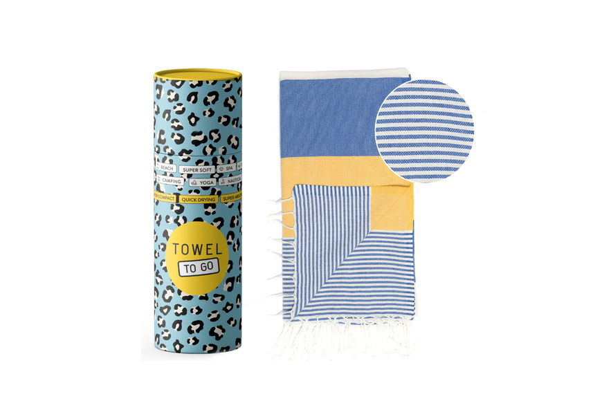 Πετσέτα Towel To Go σε συσκευασία Δώρου  1.80 x 1.00 m Palermo - Μπλε / Κίτρινο