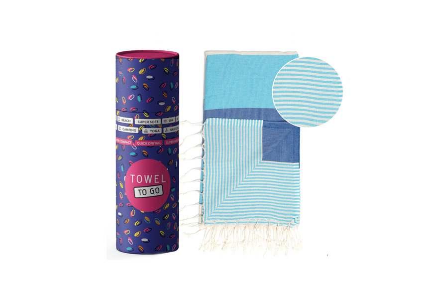 Πετσέτα Towel To Go σε συσκευασία Δώρου  1.80 x 1.00 m Palermo - Μπλε / Τιρκουάζ