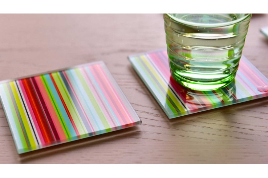 Glass Coaster Set - Stripes - 1
