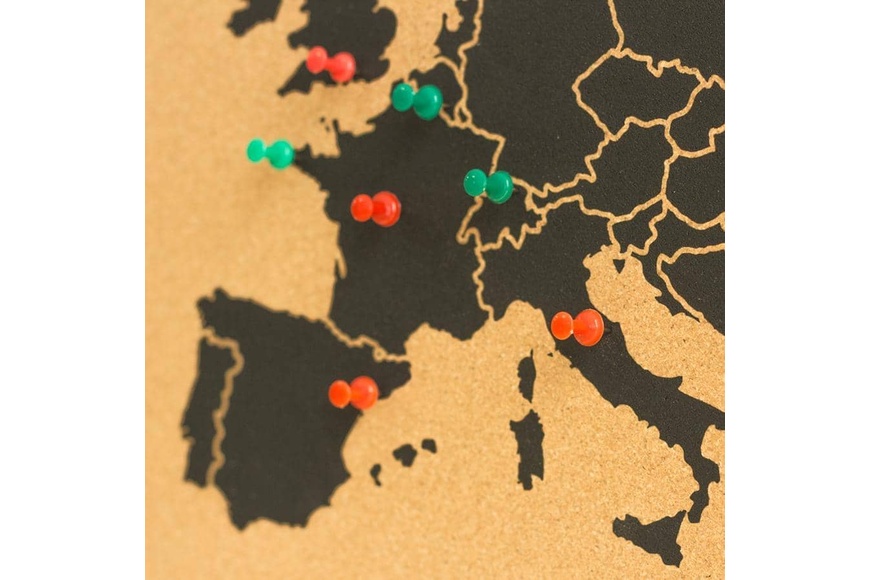 Ευρωπαϊκός Χάρτης Woody από Φελλό με μαύρο κάδρο XL 90 x 60 cm - Μαύρο - 4