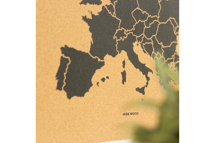 Ευρωπαϊκός Χάρτης Woody από Φελλό με μαύρο κάδρο XL 90 x 60 cm - Μαύρο - 6