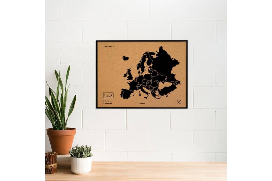 Ευρωπαϊκός Χάρτης Woody από Φελλό με μαύρο κάδρο XL 90 x 60 cm - Μαύρο - 8